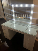 Avery White Vanity Set w/LED Mirror & Stool