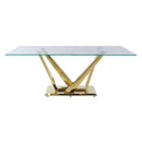 Barnard - Clear Glass Top & Mirrored Gold Finish- Dining Table - Ornate Home