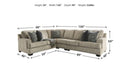 Bovarian - Stone - 3pc Sectional L Shape Sofa - Ornate Home
