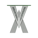 Caldwell - Silver - V-Shaped End Table W/ Glass Top - Ornate Home