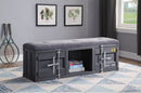 Cargo Gray Fabric & Gunmetal Bench (Storage) - Ornate Home