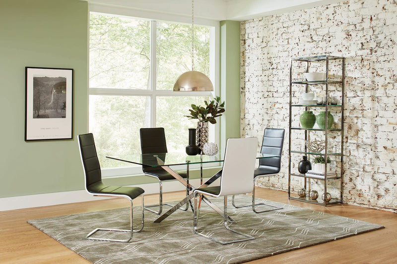 Carmelo - Chrome & Clear - X-Shaped Dining Table - Ornate Home