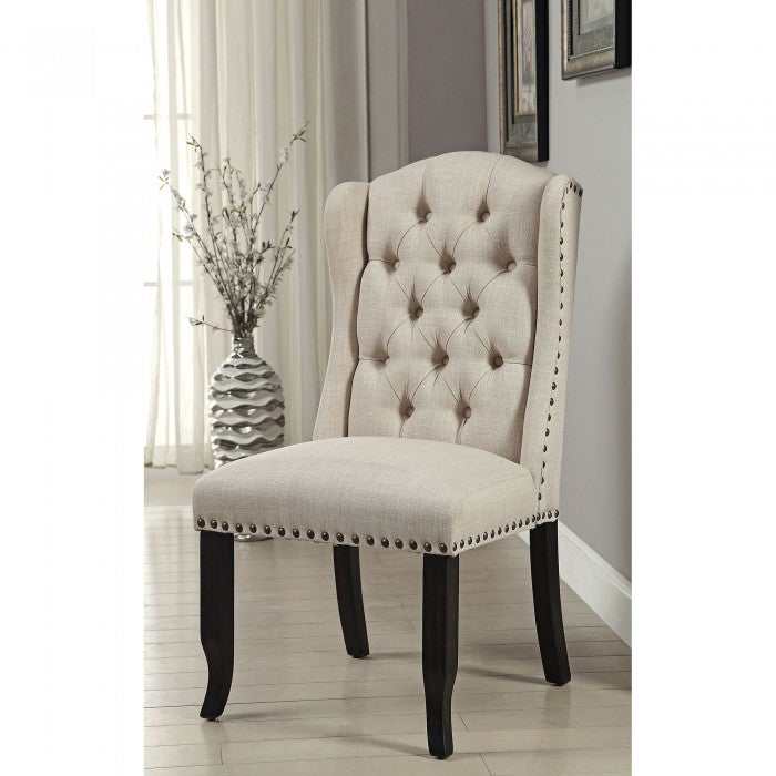 Sania III - Black & Beige - 6pc Dining Room Set w/ 3 Seater Bench - Ornate Home