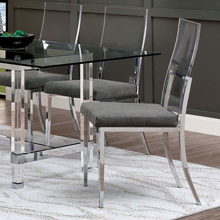 Casper Chrome & Acrylic Dining Room Chair (Set of 2)