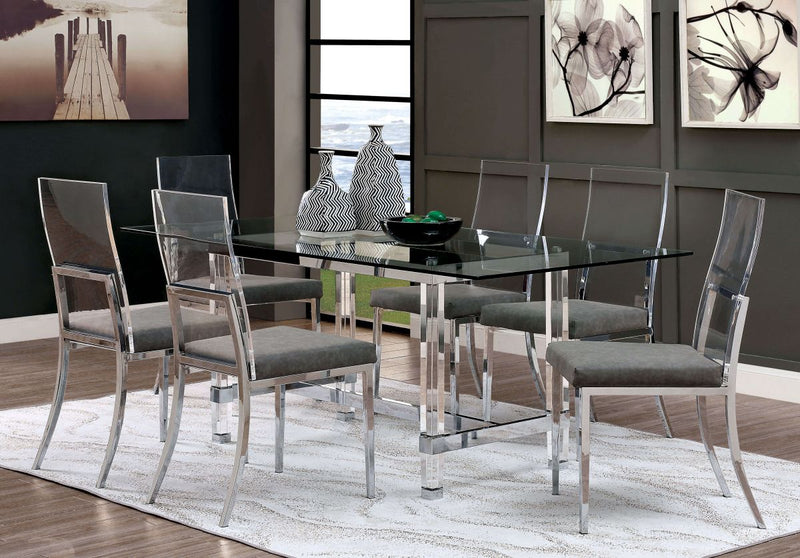 Casper Chrome & Glass Dining Room Table