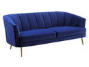 Eivor Sofa Navy Blue w/ Gold Legs - Ornate Home