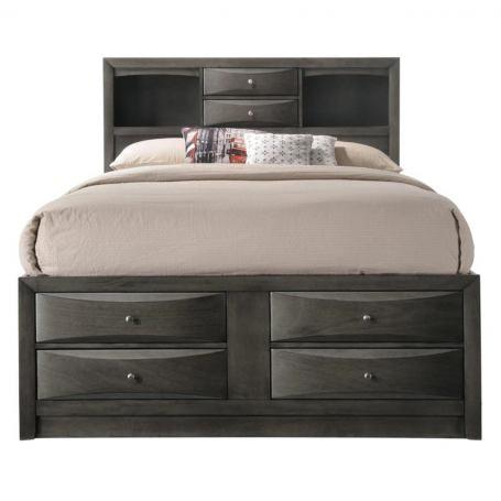 Emily Gray Queen Storage Platform Bed w/ Free Nightstand - Ornate Home