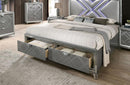 Emmeline - Silver - Cal. King Bed w/ HB LED Lights & FB Drawers - Ornate Home
