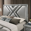 Emmeline Silver Queen Bed w/ HB LED Lights & FB Drawers