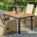 Mackay Gun Metal & Natural Teak Outdoor Dining Table w/ Butterfly Leaf