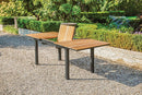 Mackay Gun Metal & Natural Teak Outdoor Dining Table w/ Butterfly Leaf
