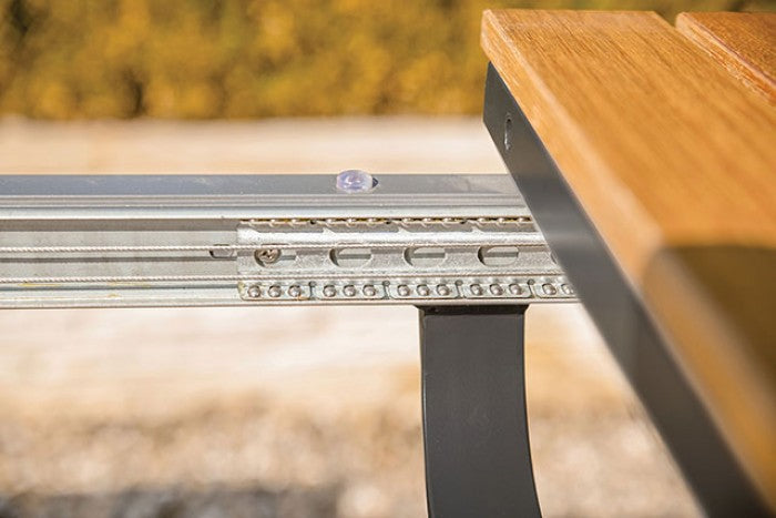 Mackay Gun Metal & Natural Teak Outdoor Dining Table w/ Butterfly Leaf