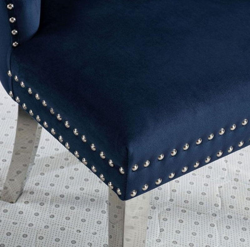 Jewett Blue & Chrome Wingback Chair (Set of 2)
