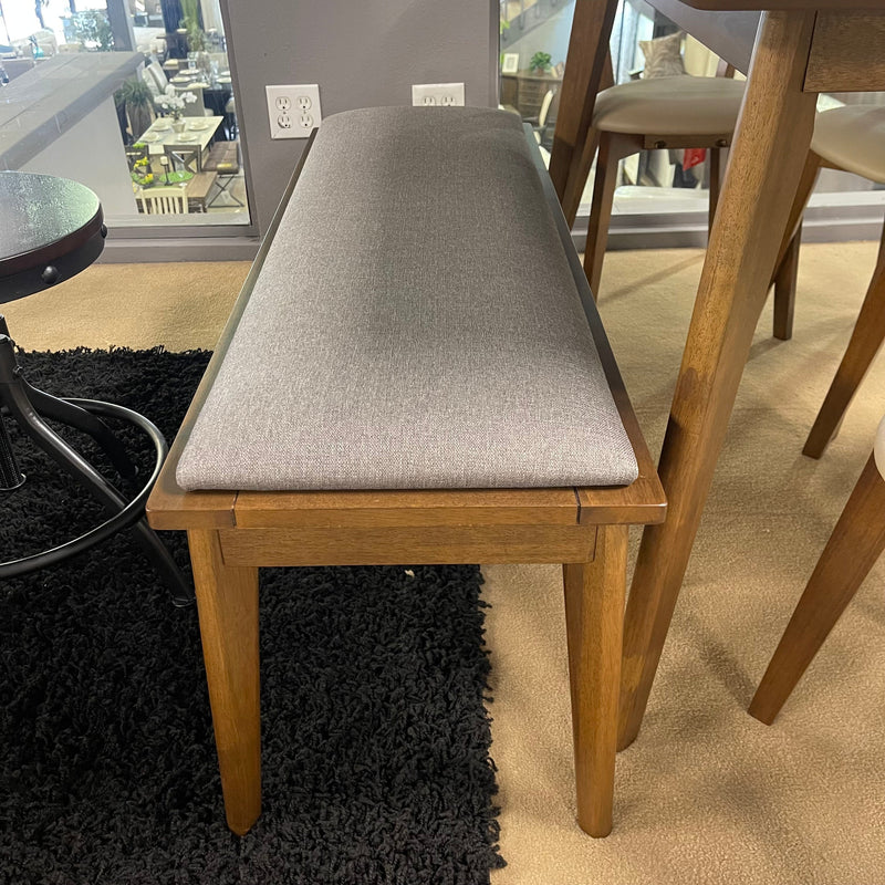 Alfredo Grey & Natural Walnut Dining Bench