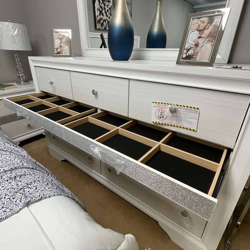 white nine drawer dresser Naima White Dresser Ornate Furniture