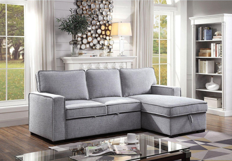 Ines - Gray - Sleeper Sectional Sofa w/ Storage - Ornate Home