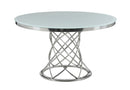 Irene - White & Chrome - Round Glass Top Dining Table - Ornate Home