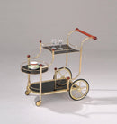 Lacy Gold Plated & Black Glass Serving Cart - Ornate Home
