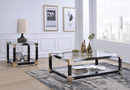 Lafty White Brushed & Clear Glass Coffee Table - Ornate Home