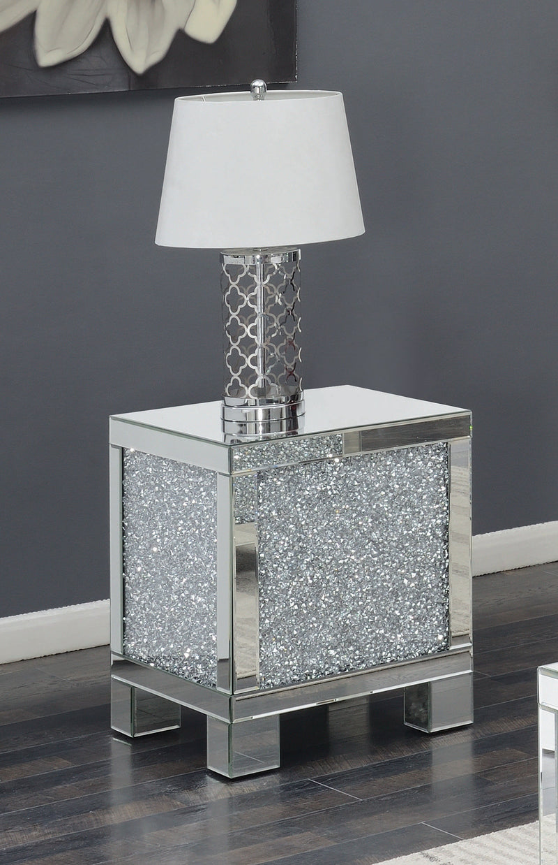 Layton - Silver & Clear Mirror - Square End Table - Ornate Home