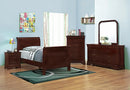 Louis Philippe Traditional Red Brown Sleigh Twin Bed - Ornate Home