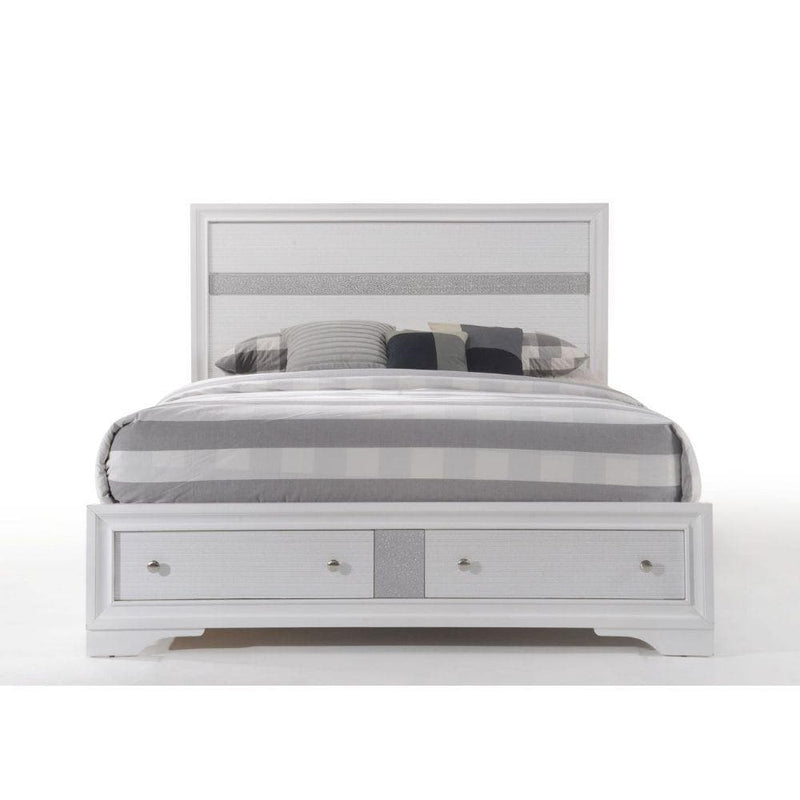 Naima - White - Queen Bed w/ Storage - Ornate Home