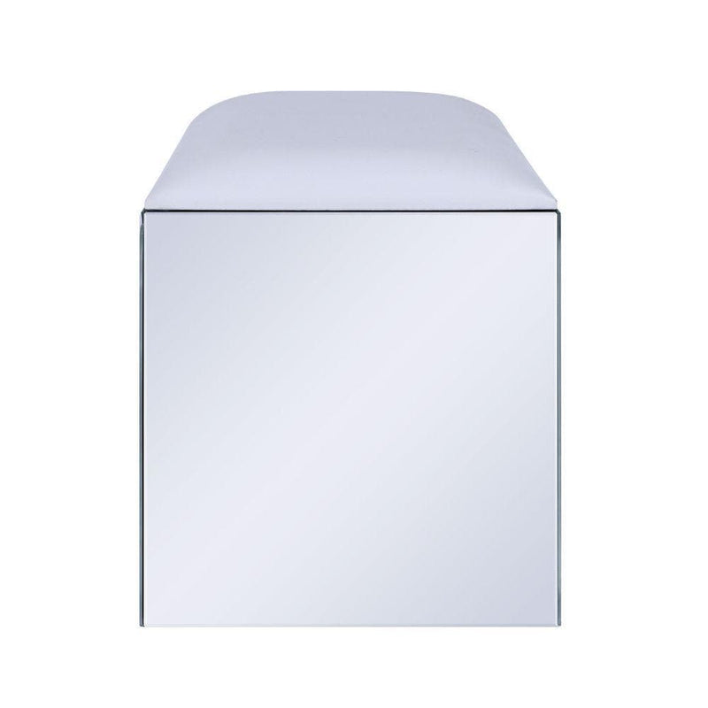 Noralie Vanity Stool - White Faux Leather - Ornate Home