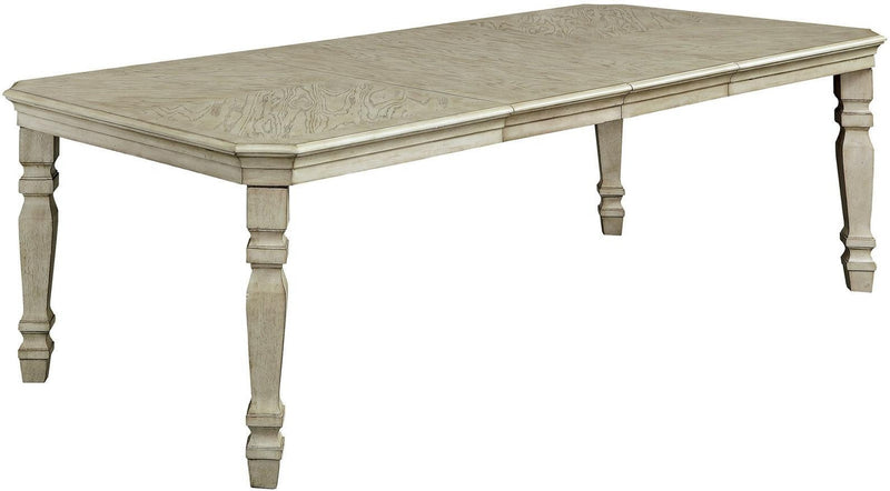 Holcroft Antique White & Ivory Dining Table w/ 2 x 18" Leaves