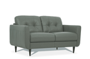 Radwan Pesto Green Leather Loveseat - Ornate Home