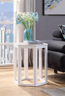 Reon Marble & White End Table (2Pc Pk) - Ornate Home