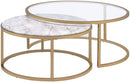 Shanish Nesting Table Set (2Pc) - Faux Marble/Glass & Gold - Ornate Home