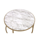Shanish Nesting Table Set (2Pc) - Faux Marble/Glass & Gold - Ornate Home