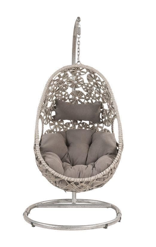 Sigar - Light Gray - Patio Swing Chair w/ Stand - Ornate Home