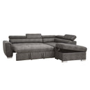 Thelma - Gray -  Sleeper Sectional Sofa w/ Storage Ottoman - Ornate Home