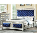 Varian - Blue Velvet & Mirrored - Queen Bed - Ornate Home