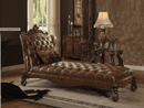 Versailles 2-Tone Light Brown PU & Cherry Oak Chaise & Pillow - Ornate Home