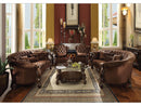 Versailles Brown Velvet & Cherry Oak Sofa w/5 Pillows - Ornate Home