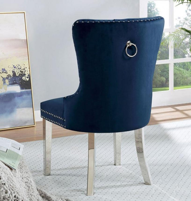 Jewett Blue & Chrome Wingback Chair (Set of 2)