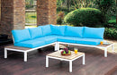 Winona - White, Oak & Blue - Outdoor L Shape Sectional w/ Coffee Table - Ornate Home